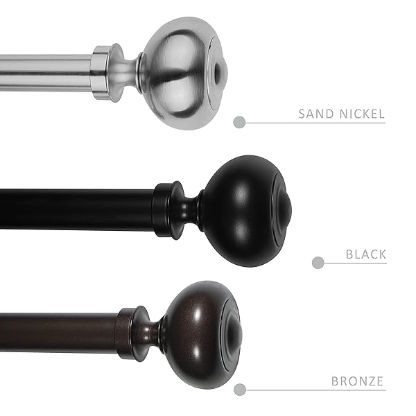 eTeckram eTeckram Double Curtain Rod with Urm Finials 28 to 48 Inches Black Adjustable Home Decor - View 5 of 7