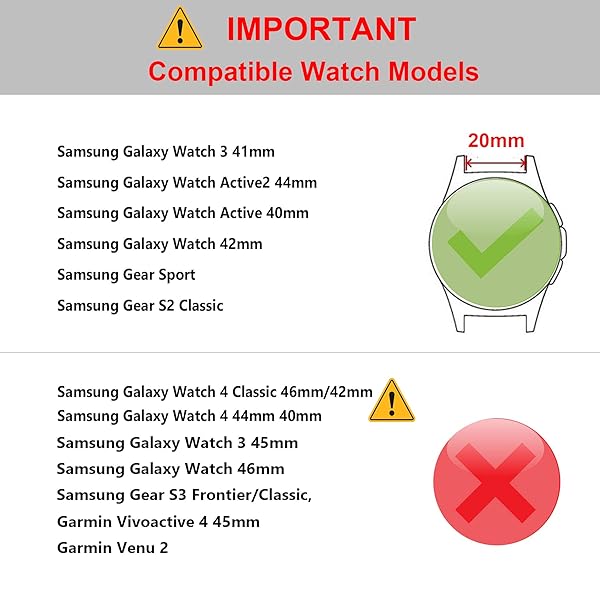 YEEJOK Yeejok Silicone Bands for Galaxy Watch 3 41mm and Active 2 44mm Sport Replacement Strap for Samsung Gear Sport and Galaxy Watch Active Black - View 7 of 8