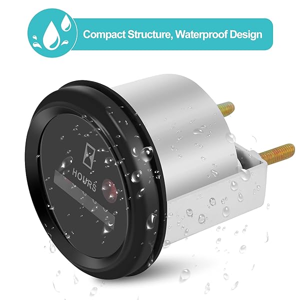 Yosoo Health Gear Quartz Hour Meter 12-36V DC AC for Boat Auto ATV UTV Snowmobile Lawn Tractors Generators Automotive Replacement Hour Gauge - View 3 of 8