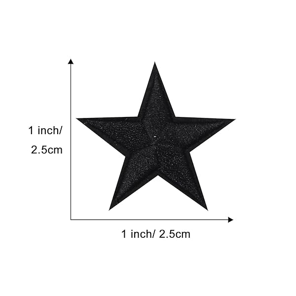 OLIREXD 60 PCS Black 5-Pointed Star Iron-On Patches for DIY Clothing Craft Decoration and Repair for Jackets and Jeans - View 5 of 5