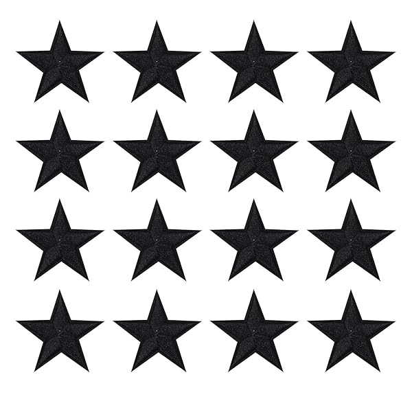 OLIREXD 60 PCS Black 5-Pointed Star Iron-On Patches for DIY Clothing Craft Decoration and Repair for Jackets and Jeans