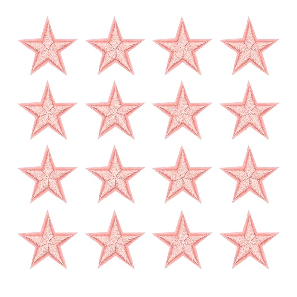 OLIREXD 60 Pcs Small 5 Pointed Star Iron On Embroidered Patches for DIY Clothing Craft Decoration and Repair for Jackets and Jeans Beige