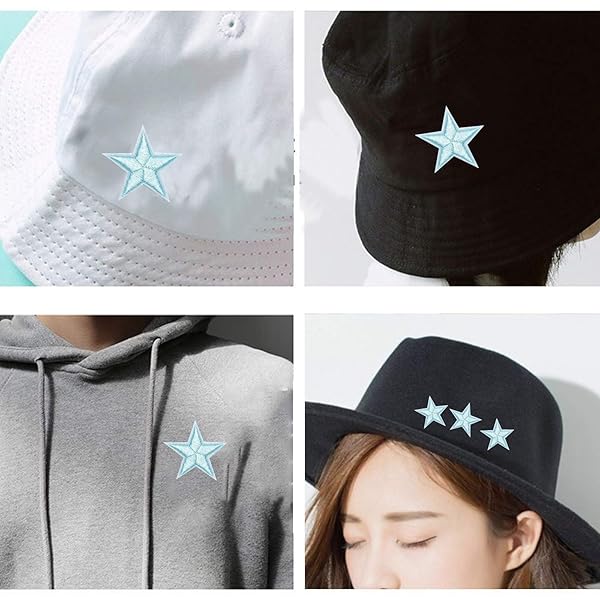 OLIREXD 60 Pcs Cute Small 5 Pointed Star Iron On Patches for DIY Clothing Craft Decoration Accessories Repair for Jackets and Jeans Aqua - View 3 of 5