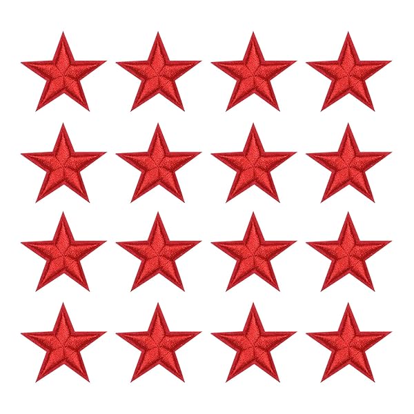 OLIREXD 60 Pcs Red 5-Pointed Star Iron-On Patches for DIY Clothing, Jackets & Jeans - Embroidered Craft Decoration Accessories