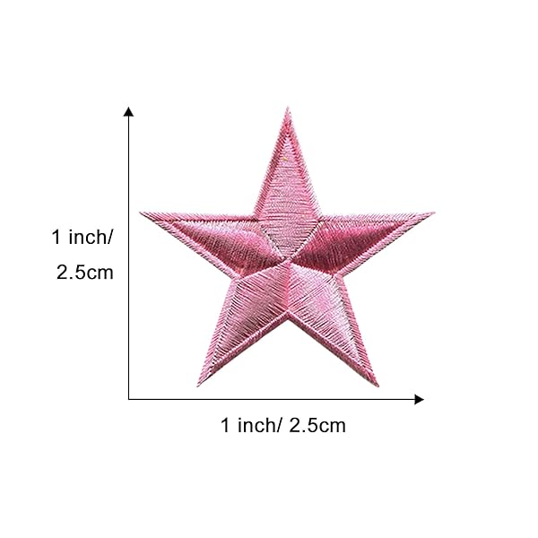 OLIREXD 60 Pcs Pink 5-Pointed Star Iron-On Patches for DIY Clothing Craft Decoration and Repair for Jackets and Jeans - View 6 of 6