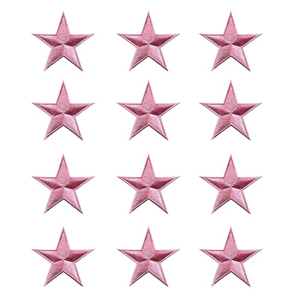 OLIREXD 60 Pcs Pink 5-Pointed Star Iron-On Patches for DIY Clothing Craft Decoration and Repair for Jackets and Jeans - View 3 of 6