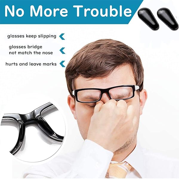 SAIGO 12 Pairs Black Adhesive Eye Glasses Nose Pads Soft Silicone Anti-Slip Water-Drop Shape for Eyeglasses and Sunglasses 2.5mm - View 3 of 8