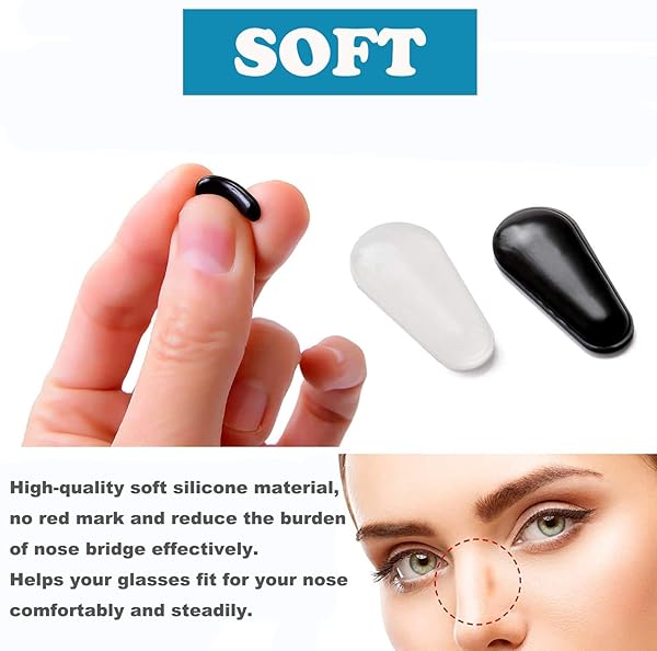 SAIGO 12 Pairs Black Adhesive Eye Glasses Nose Pads Soft Silicone Anti-Slip Water-Drop Shape for Eyeglasses and Sunglasses 2.5mm - View 4 of 8