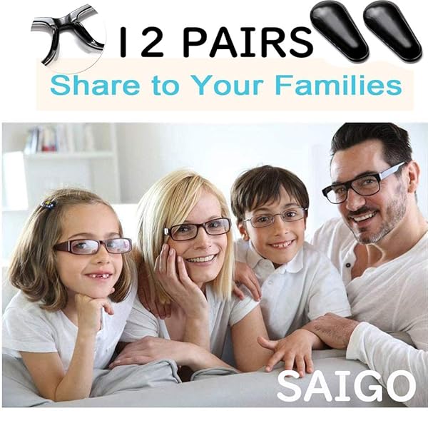 SAIGO 12 Pairs Black Adhesive Eye Glasses Nose Pads Soft Silicone Anti-Slip Water-Drop Shape for Eyeglasses and Sunglasses 2.5mm - View 7 of 8