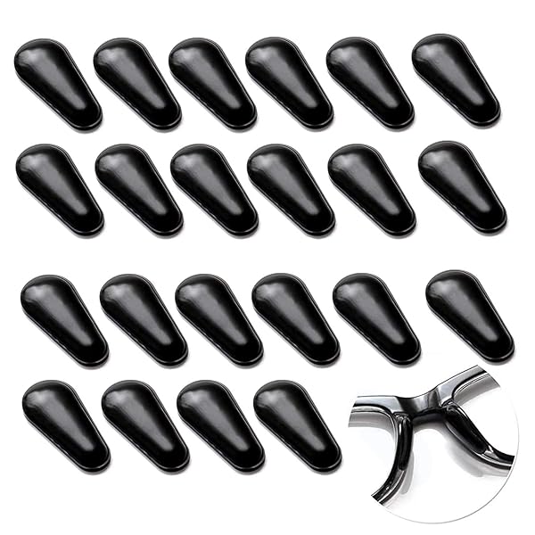 SAIGO 12 Pairs Black Adhesive Eye Glasses Nose Pads Soft Silicone Anti-Slip Water-Drop Shape for Eyeglasses and Sunglasses 2.5mm