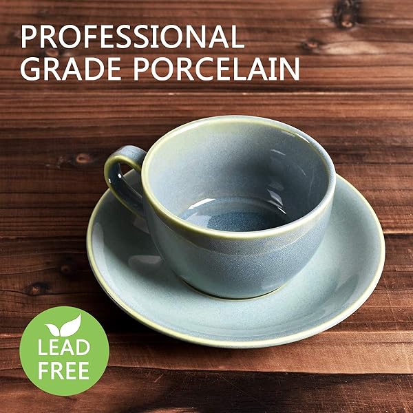 Bosmarlin Bosmarlin Ceramic Coffee Cup Mug Set of 2 for Latte Cappuccino Tea 8.5 Oz Dishwasher and Microwave Safe Sage Green - View 4 of 8