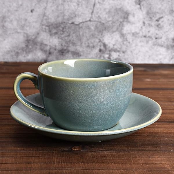 Bosmarlin Bosmarlin Ceramic Coffee Cup Mug Set of 2 for Latte Cappuccino Tea 8.5 Oz Dishwasher and Microwave Safe Sage Green - View 7 of 8