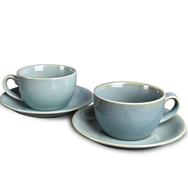 Bosmarlin Bosmarlin Ceramic Coffee Cup Mug Set of 2 for Latte Cappuccino Tea 8.5 Oz Dishwasher and Microwave Safe Sage Green