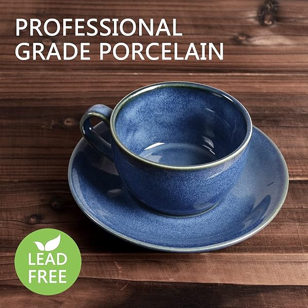 Bosmarlin Bosmarlin Ceramic Coffee Cup Mug Set of 2 Royal Blue for Latte Cappuccino Tea 8.5 Oz Dishwasher and Microwave Safe - View 4 of 8