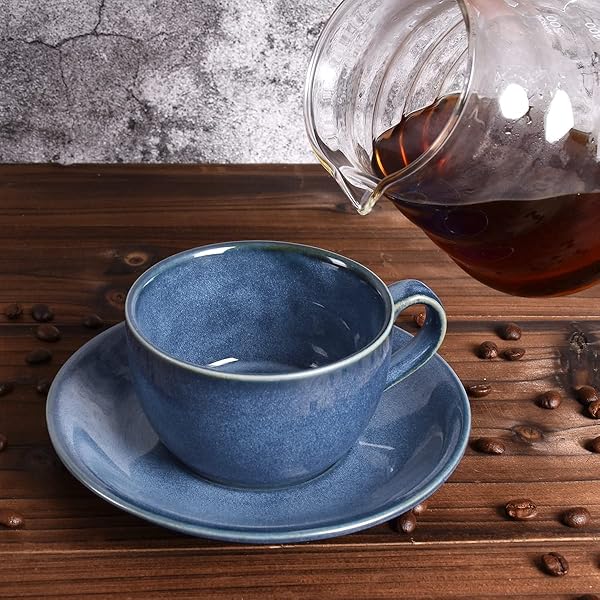 Bosmarlin Bosmarlin Ceramic Coffee Cup Mug Set of 2 Royal Blue for Latte Cappuccino Tea 8.5 Oz Dishwasher and Microwave Safe - View 6 of 8