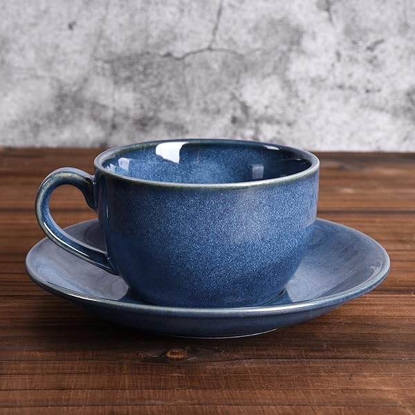 Bosmarlin Bosmarlin Ceramic Coffee Cup Mug Set of 2 Royal Blue for Latte Cappuccino Tea 8.5 Oz Dishwasher and Microwave Safe - View 7 of 8