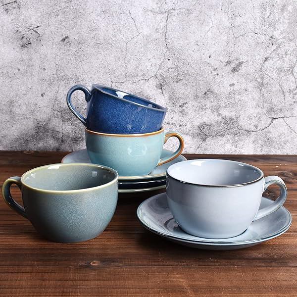 Bosmarlin Bosmarlin Ceramic Coffee Cup Mug Set of 2 Royal Blue for Latte Cappuccino Tea 8.5 Oz Dishwasher and Microwave Safe - View 8 of 8