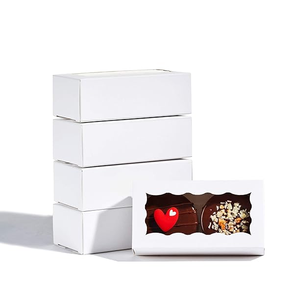 JCXGRVC JCXGRVC Small Treat Boxes 100pcs White Candy Box with Window Ideal for Chocolate and Macarons 4.17x2.16x1.37 Inches - View 3 of 9