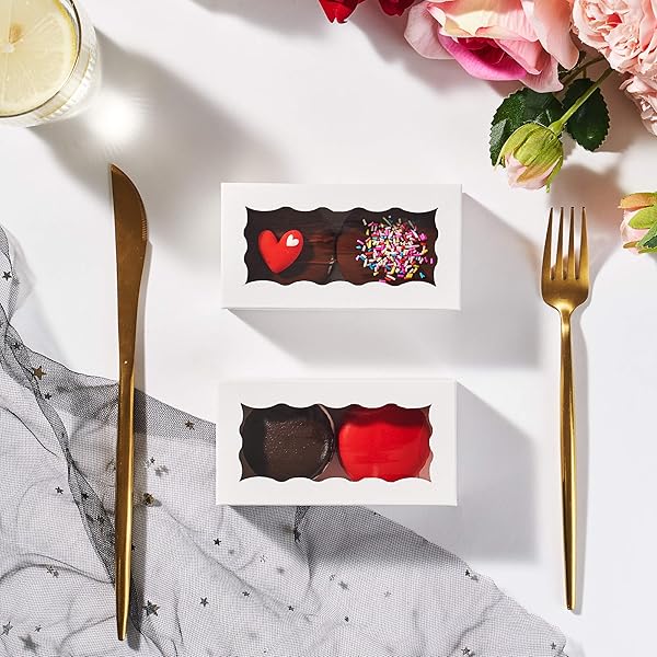 JCXGRVC JCXGRVC Small Treat Boxes 100pcs White Candy Box with Window Ideal for Chocolate and Macarons 4.17x2.16x1.37 Inches - View 5 of 9