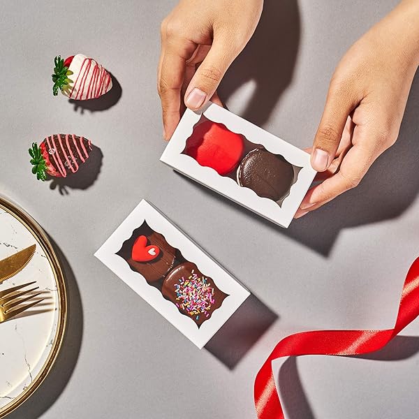 JCXGRVC JCXGRVC Small Treat Boxes 100pcs White Candy Box with Window Ideal for Chocolate and Macarons 4.17x2.16x1.37 Inches - View 6 of 9