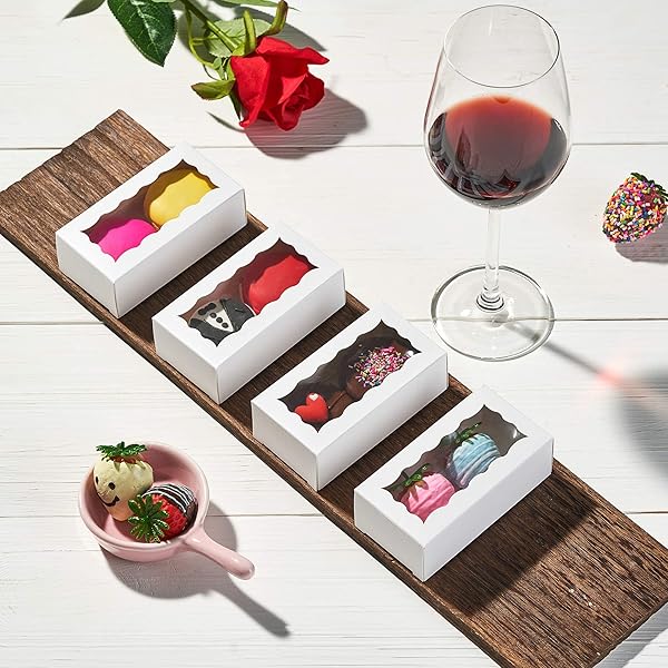 JCXGRVC JCXGRVC Small Treat Boxes 100pcs White Candy Box with Window Ideal for Chocolate and Macarons 4.17x2.16x1.37 Inches - View 7 of 9