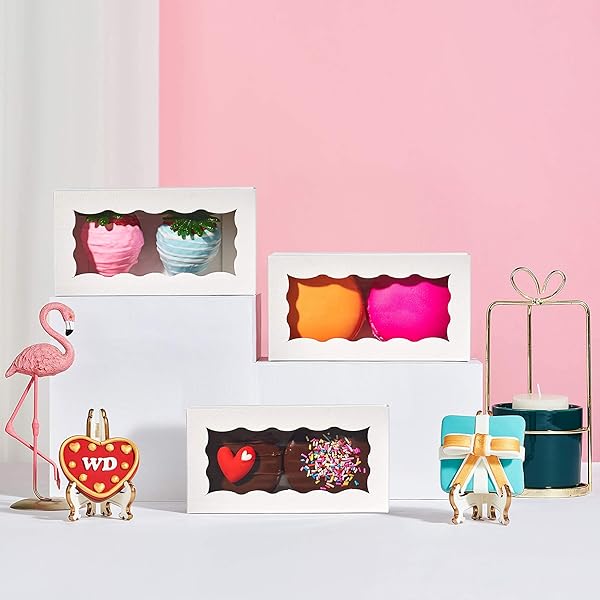 JCXGRVC JCXGRVC Small Treat Boxes 100pcs White Candy Box with Window Ideal for Chocolate and Macarons 4.17x2.16x1.37 Inches - View 8 of 9