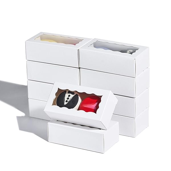 JCXGRVC JCXGRVC Small Treat Boxes 100pcs White Candy Box with Window Ideal for Chocolate and Macarons 4.17x2.16x1.37 Inches