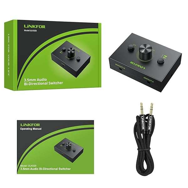 LiNKFOR LiNKFOR 2 Ports 3.5mm Stereo Audio Selector Box - Mute Button, Plug & Play for PC, Laptop, CD Player & Headphones - View 9 of 11