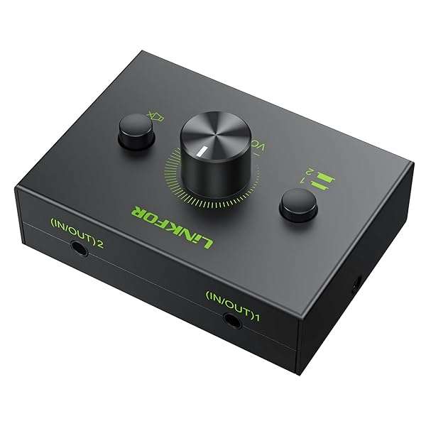 LiNKFOR LiNKFOR 2 Ports 3.5mm Stereo Audio Selector Box - Mute Button, Plug & Play for PC, Laptop, CD Player & Headphones - View 11 of 11