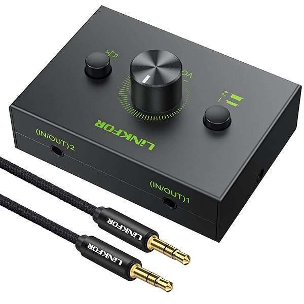 LiNKFOR LiNKFOR 2 Ports 3.5mm Stereo Audio Selector Box - Mute Button, Plug & Play for PC, Laptop, CD Player & Headphones - View 3 of 11