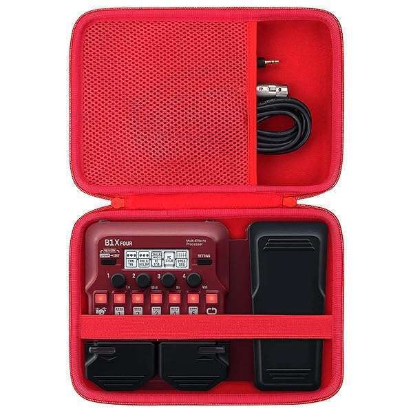 co2CREA Hard Carrying Case for Zoom FOUR Bass Guitar Multi-Effects Pedal - Durable Black Case