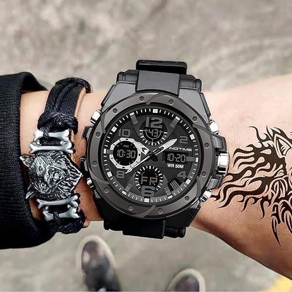 findtime FindTime Military Watches for Men: Tactical, Waterproof, & Stylish Sports Watches in Black, Green, Gold, Silver, Blue & Purple - View 3 of 7