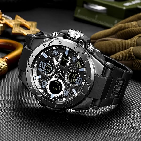 findtime FindTime Military Watches for Men: Tactical, Waterproof, & Stylish Sports Watches in Black, Green, Gold, Silver, Blue & Purple - View 4 of 7