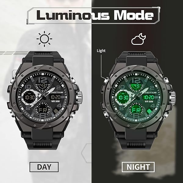 findtime FindTime Military Watches for Men: Tactical, Waterproof, & Stylish Sports Watches in Black, Green, Gold, Silver, Blue & Purple - View 5 of 7