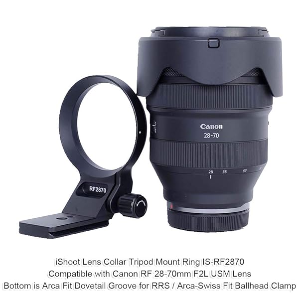 iShoot iShoot 74.5mm Metal Tripod Mount Ring for Canon RF 28-70mm f/2L USM - Arca-Swiss Quick Release Lens Support - View 4 of 11
