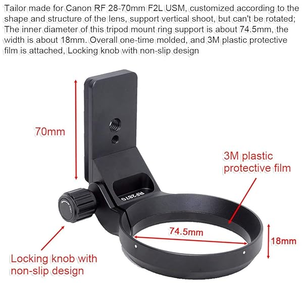 iShoot iShoot 74.5mm Metal Tripod Mount Ring for Canon RF 28-70mm f/2L USM - Arca-Swiss Quick Release Lens Support - View 6 of 11