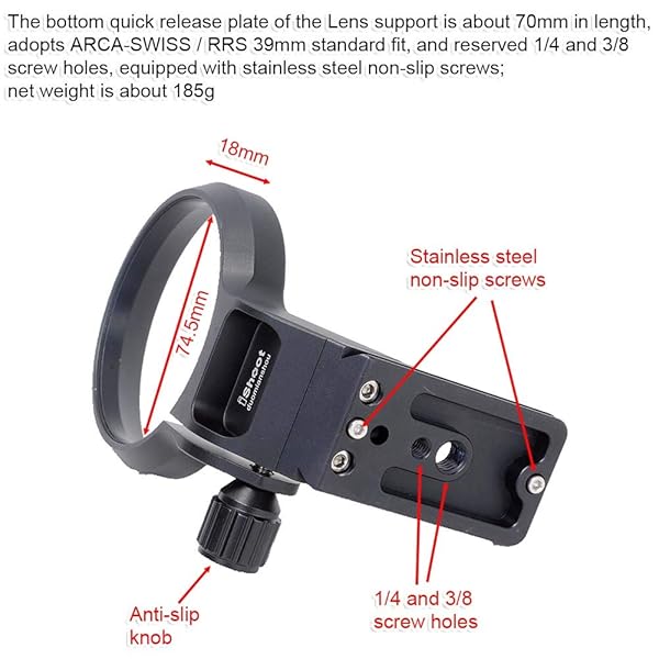 iShoot iShoot 74.5mm Metal Tripod Mount Ring for Canon RF 28-70mm f/2L USM - Arca-Swiss Quick Release Lens Support - View 7 of 11