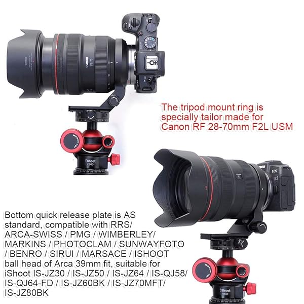 iShoot iShoot 74.5mm Metal Tripod Mount Ring for Canon RF 28-70mm f/2L USM - Arca-Swiss Quick Release Lens Support - View 10 of 11