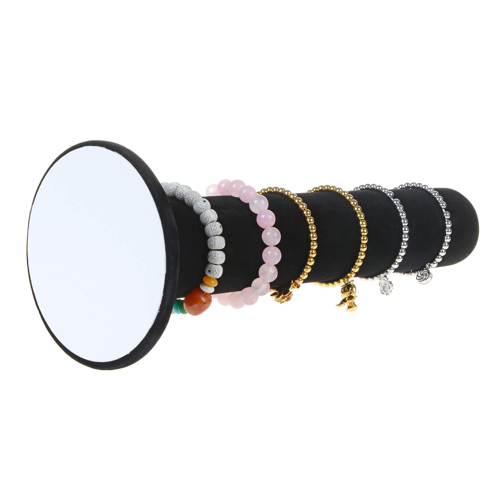 TENINYU TENINYU Velvet Jewelry Display Stand - Vertical Tower for Bracelets & Scrunchies (Black) - Stylish T-Bar Holder - View 5 of 7