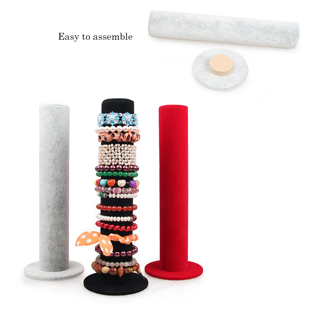 TENINYU TENINYU Velvet Jewelry Display Stand - Vertical Tower for Bracelets & Scrunchies (Black) - Stylish T-Bar Holder - View 6 of 7