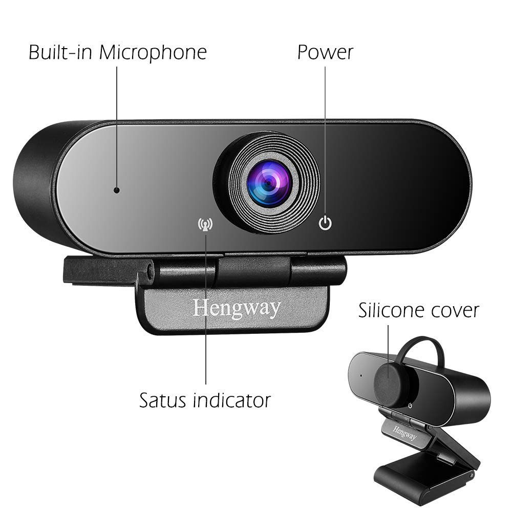 Hengway Full HD 1080P Webcam with Stereo Microphone and Privacy Cover USB Wide Angle for Conferencing Distance Learning Video Chatting Black - View 2 of 7