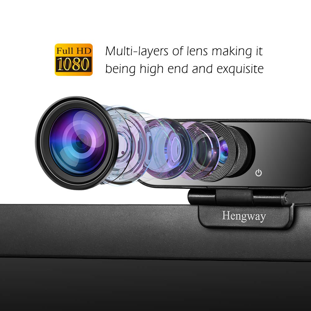 Hengway Full HD 1080P Webcam with Stereo Microphone and Privacy Cover USB Wide Angle for Conferencing Distance Learning Video Chatting Black - View 4 of 7