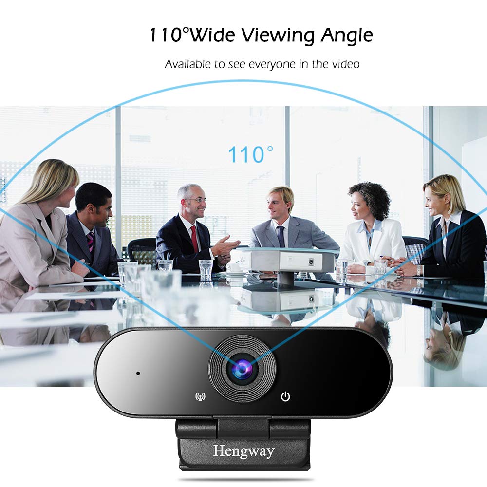 Hengway Full HD 1080P Webcam with Stereo Microphone and Privacy Cover USB Wide Angle for Conferencing Distance Learning Video Chatting Black - View 5 of 7