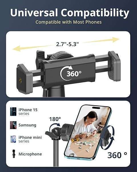 UBeesize UBeesize 12'' Selfie Ring Light & 62'' Tripod for YouTube, Instagram, TikTok - Perfect for Phones, Cameras & Webcams - View 7 of 7