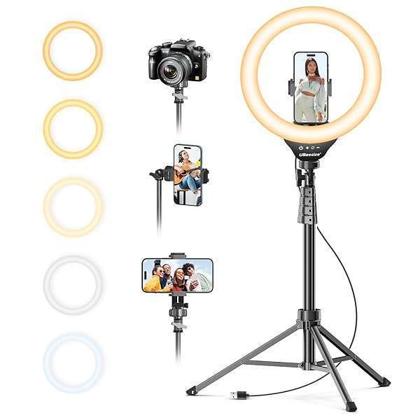 UBeesize 12'' Selfie Ring Light & 62'' Tripod for YouTube, Instagram, TikTok - Perfect for Phones, Cameras & Webcams