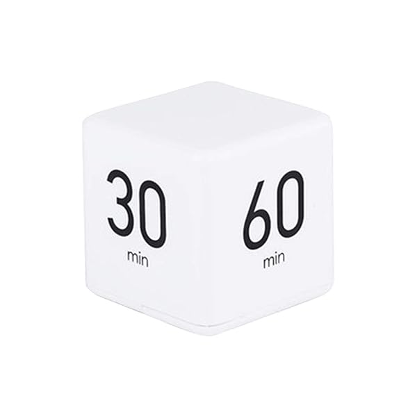 Cube Timer for Time Management: 5, 15, 30 & 60 Min Kitchen & Kids Timer - Adjustable Volume (Batteries Not Included)