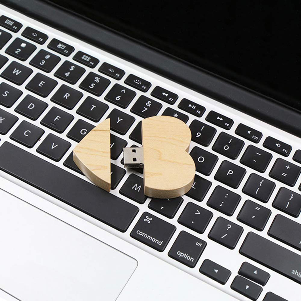 YOOGO Wooden Heart Shape USB Flash Drive 32GB High Speed Memory Stick with Box Ideal for Wedding Gifts - View 7 of 7