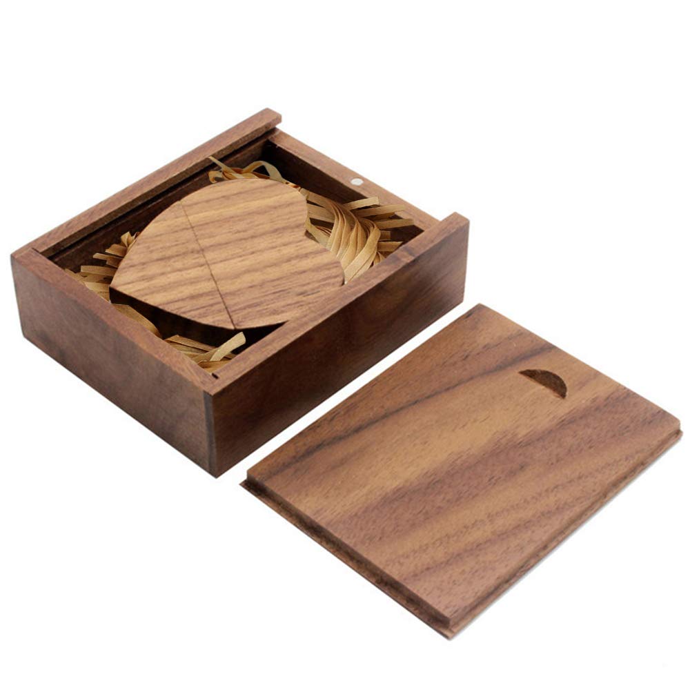 YOOGO Wooden Heart Shape USB Flash Drive 32GB High Speed Memory Stick with Box Ideal for Wedding Gifts