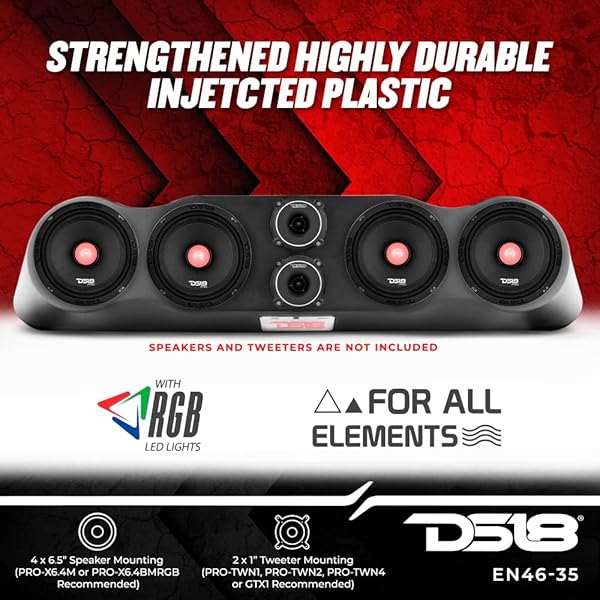 DS18 "DS18 Hydro EN46-35 Universal Speaker Enclosure for Cars & ATVs - Fits 4x6.5" Speakers & 2x1" Tweeters" - View 5 of 11