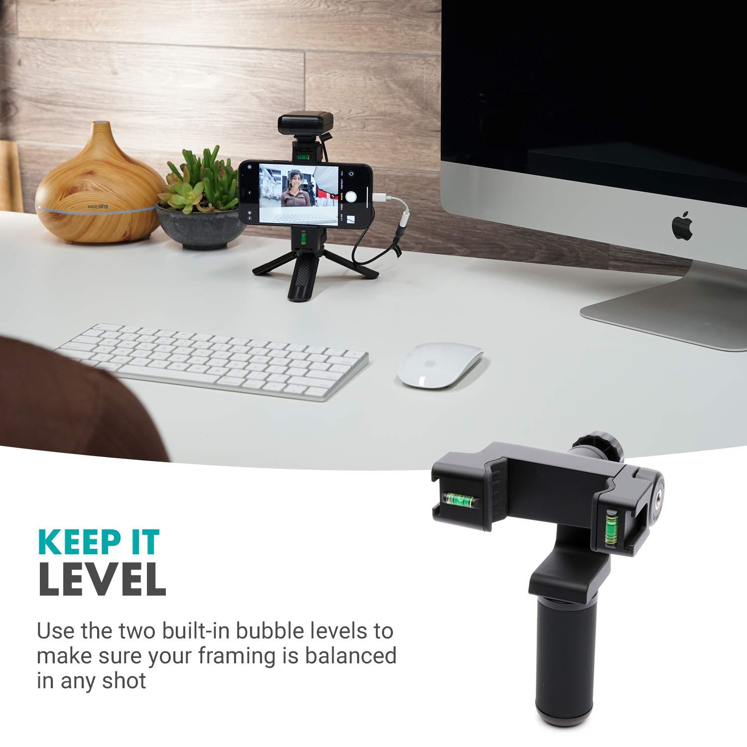 Movo Movo P-3 Rotating Phone Tripod with Cold Shoe Mount for Light Mic or Grip Compatible with iPhone Samsung Google Android Phones - View 6 of 7